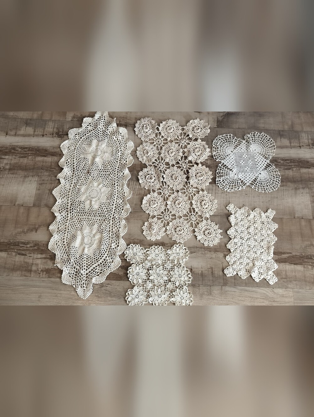 Handmade Cotton Crochet Doily Set - Cream
